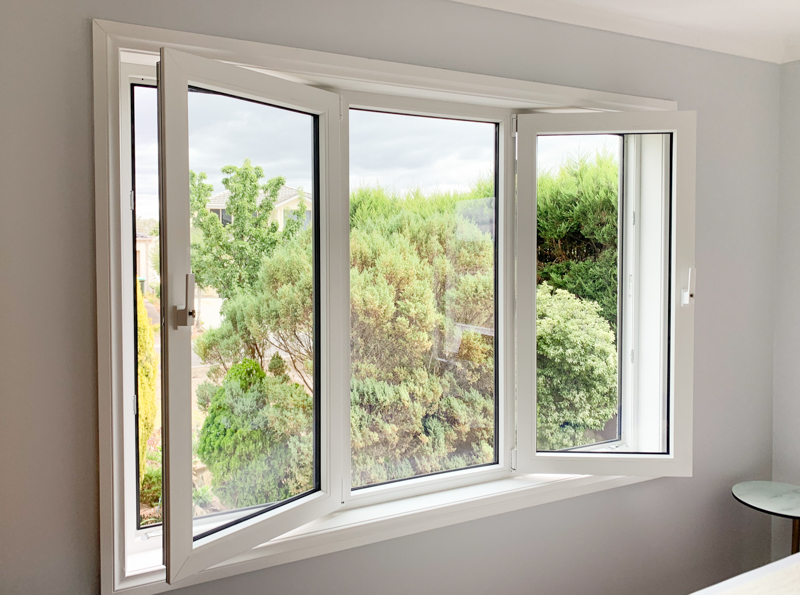 Tilt and turn windows in Melbourne lounge room